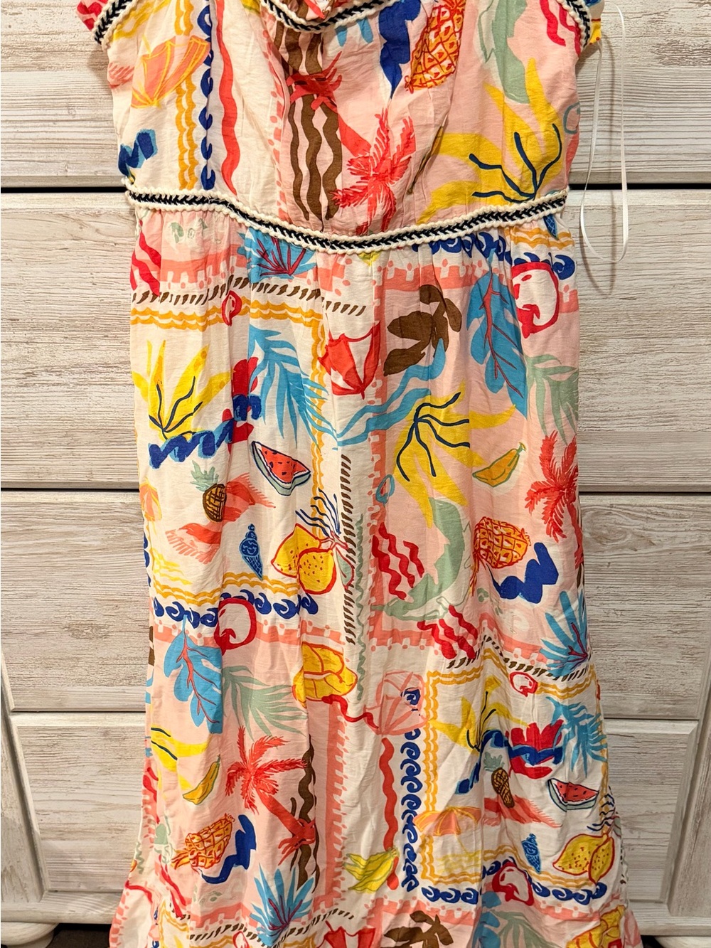 Blu Pepper Multicolor Tropical Print Midi Dress